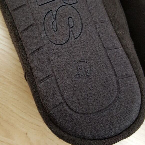 LEVI'S Mens Moccasin Slippers Size 11 12 Brown Slip On Memory Foam Lined Sherpa - Picture 4 of 6